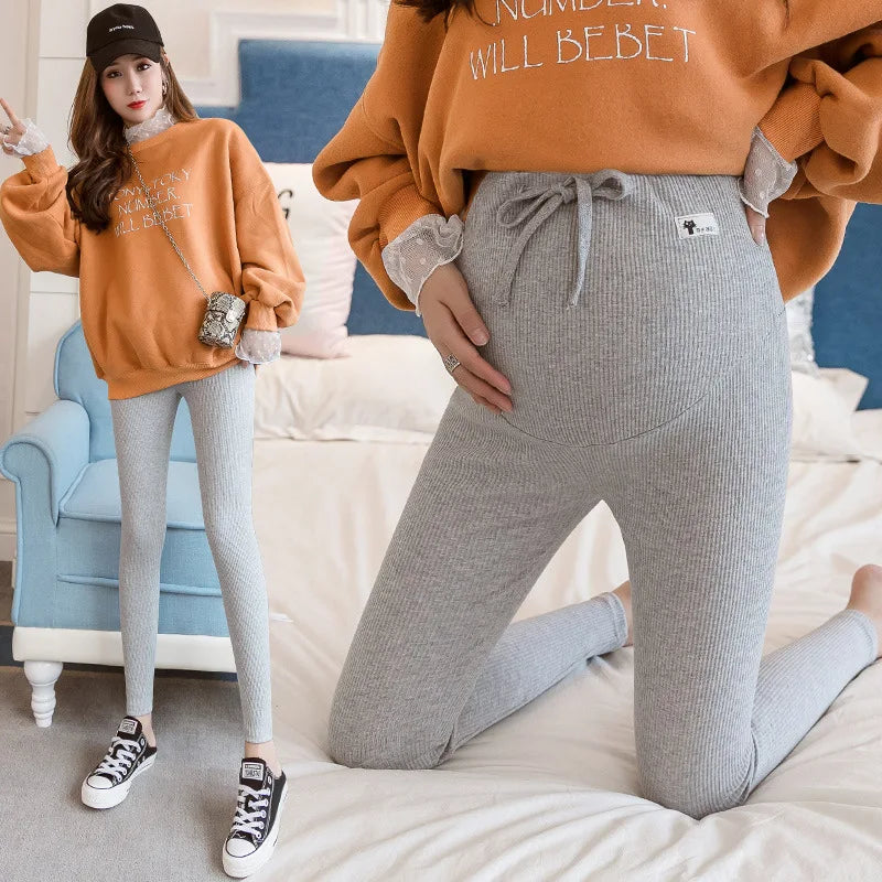 Big Size Maternity Leggings for Pregnant Woman Adjustable Waist, New Pregnancy Pants Thin Soft Cotton High Waist Clothes