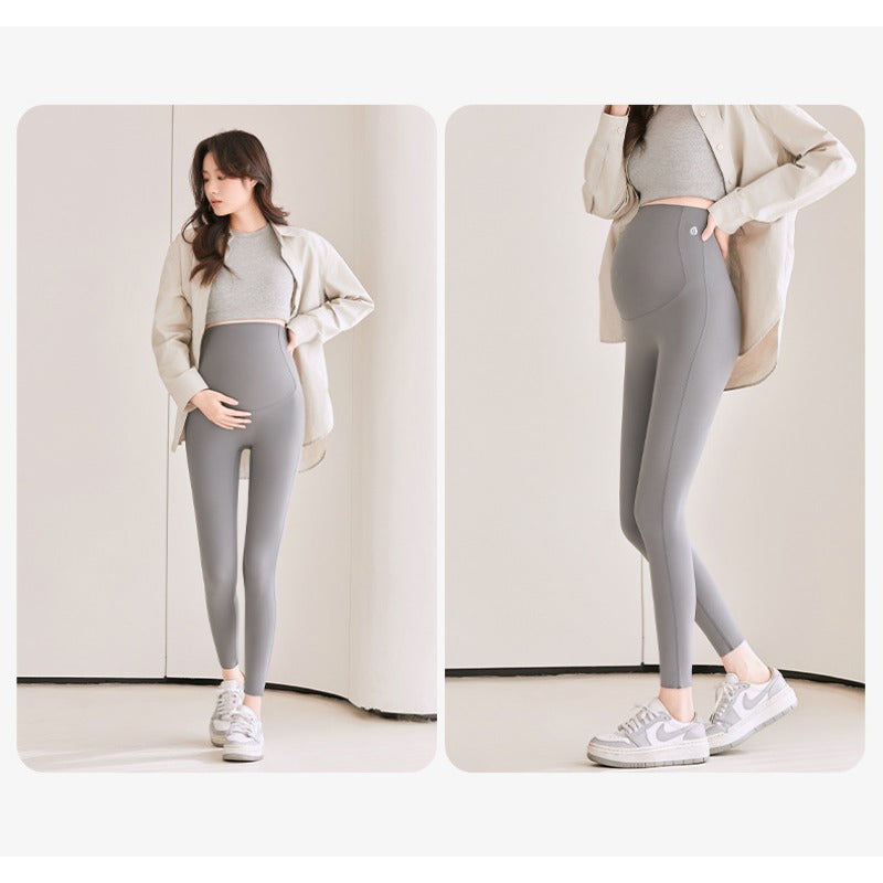 Women Maternity Leggings, Over Bump Pregnancy Pants, Slim Fit Stretchy Belly Support Tights for Yoga Gym and Daily Wear