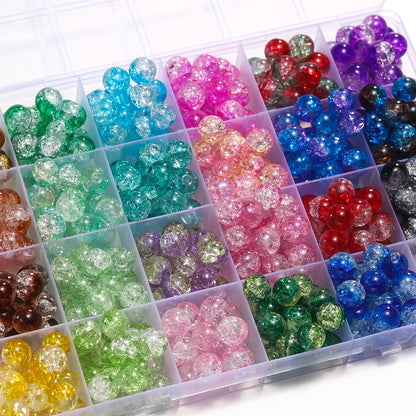 8 mm Glass Crackle Beads for Jewelry Making Sparkling Loose Spacer Beads for Bracelets Necklaces Earrings