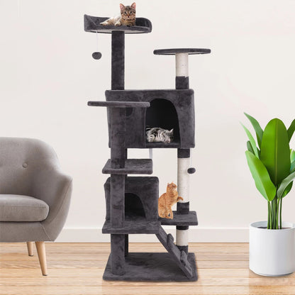 Sturdy Cat Tree Tower, Activity Center, Large Playing House, Condo for Rest, Climbing, Scratching, Cats Furniture