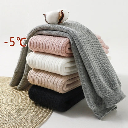 Winter Warm Toddler Girl Clothes Fleece Lined Leggings High Cotton Solid Color Tights Stretch Pants Cozy Winter Wear