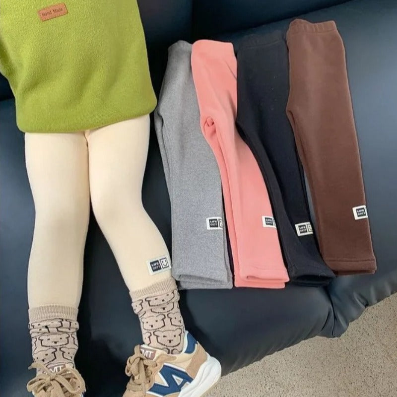 Girls 1-6 Years Winter Fleece Leggings Warm Thickened One Piece Flannel Pants for Kids Toddler Soft Thermal Wear