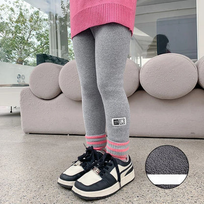 Girls 1-6 Years Winter Fleece Leggings Warm Thickened One Piece Flannel Pants for Kids Toddler Soft Thermal Wear