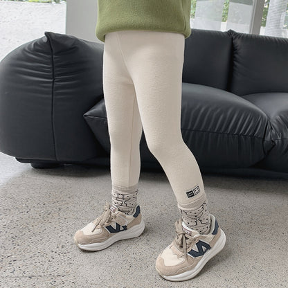Girls 1-6 Years Winter Fleece Leggings Warm Thickened One Piece Flannel Pants for Kids Toddler Soft Thermal Wear