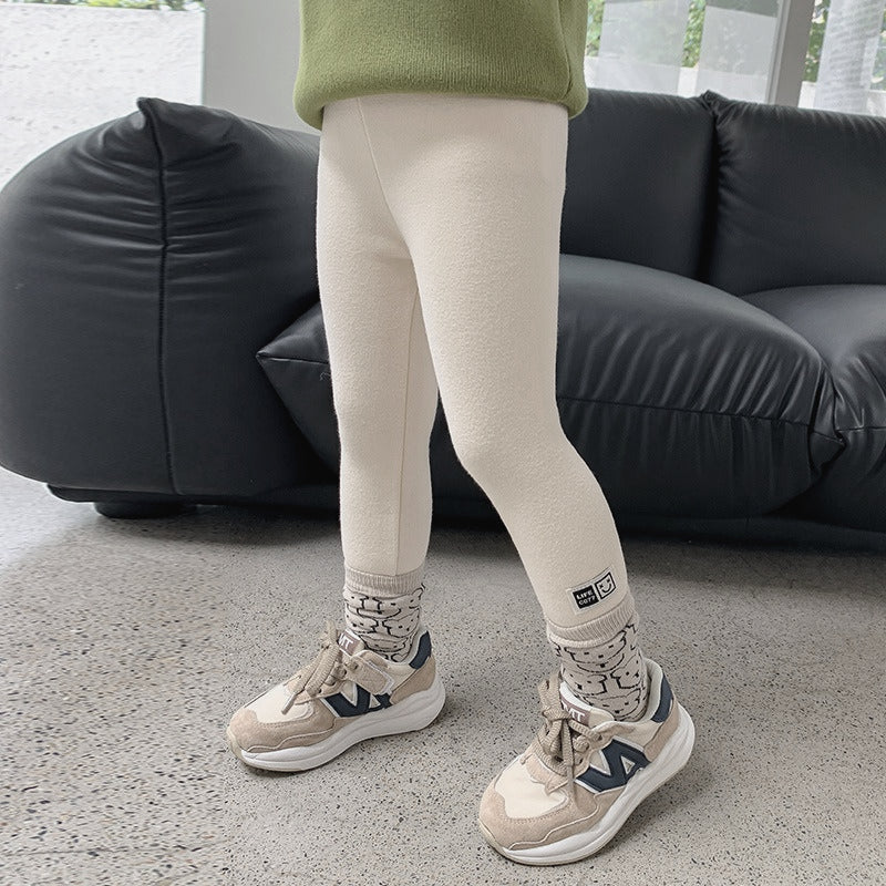 Girls 1-6 Years Winter Fleece Leggings Warm Thickened One Piece Flannel Pants for Kids Toddler Soft Thermal Wear