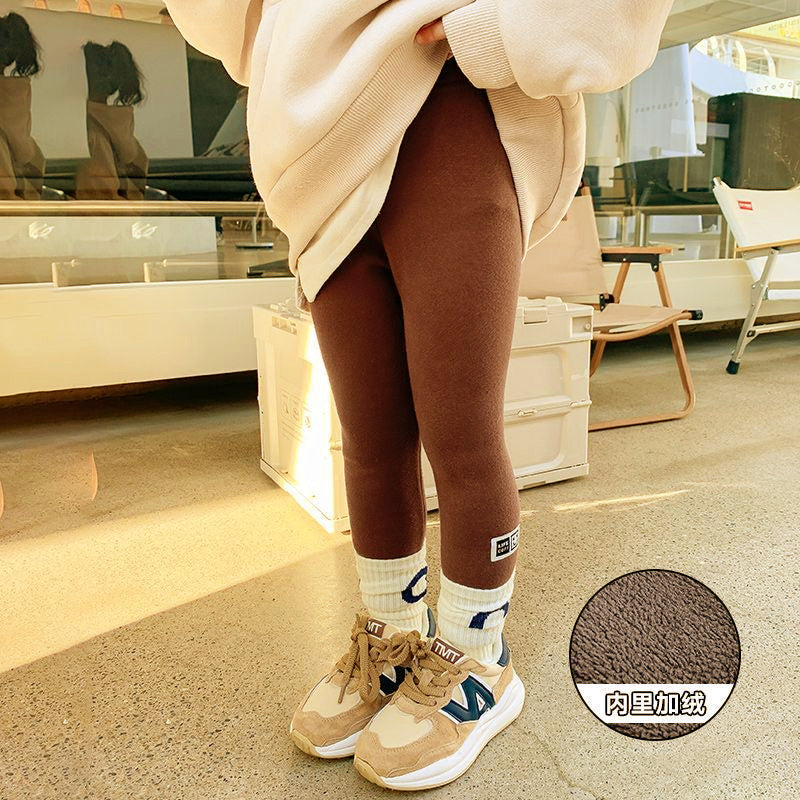 Girls 1-6 Years Winter Fleece Leggings Warm Thickened One Piece Flannel Pants for Kids Toddler Soft Thermal Wear