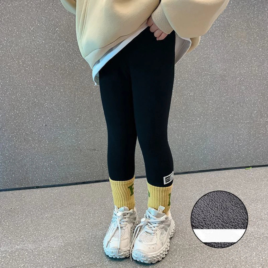 Girls 1-6 Years Winter Fleece Leggings Warm Thickened One Piece Flannel Pants for Kids Toddler Soft Thermal Wear