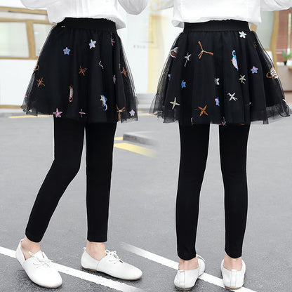 New Spring Autumn Skirt Leggings Girls Kids Casual Pants Comfortable Cute Baby Clothes Children Clothing Dress Up