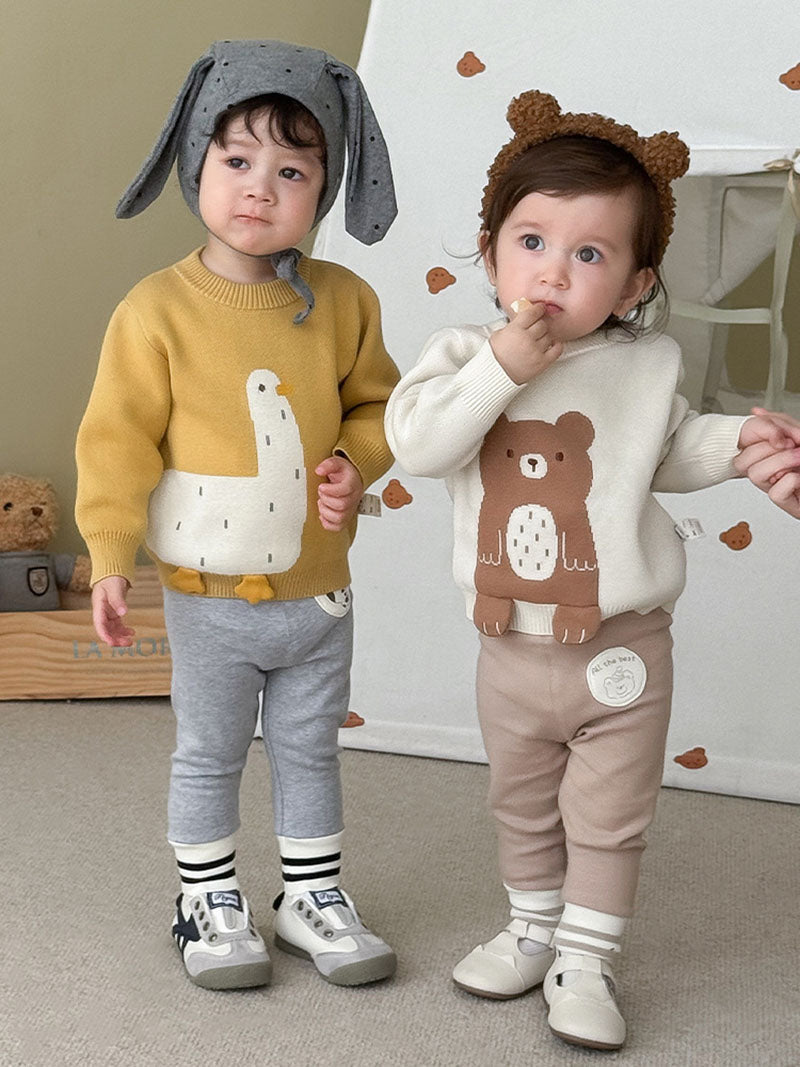 Cartoon Bear Cat Baby Girls Casual Pants Autumn Kid Patch Leggings 9M-5T, Loose Korean Stripe Trousers Everyday Wear