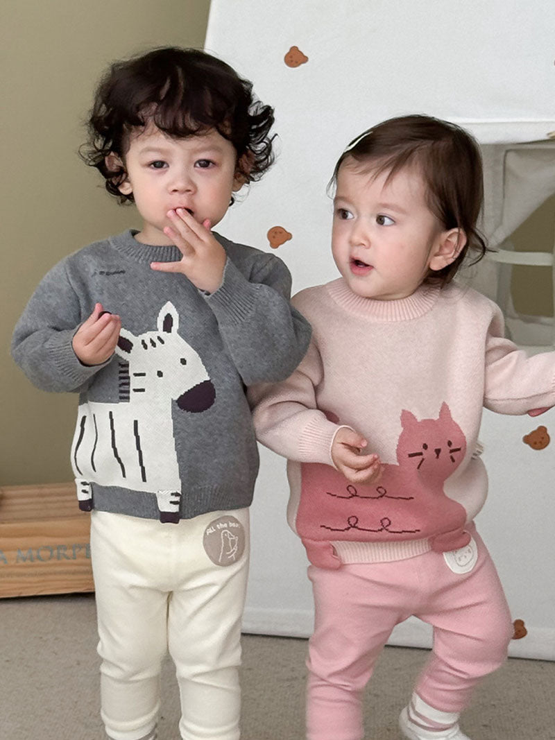 Cartoon Bear Cat Baby Girls Casual Pants Autumn Kid Patch Leggings 9M-5T, Loose Korean Stripe Trousers Everyday Wear