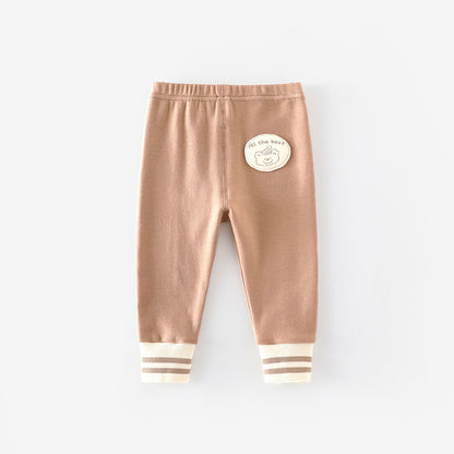 Cartoon Bear Cat Baby Girls Casual Pants Autumn Kid Patch Leggings 9M-5T, Loose Korean Stripe Trousers Everyday Wear