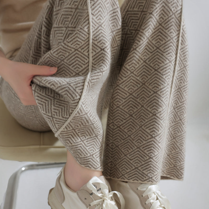 Autumn Winter Women Pants Basic Soft Casual Sashes Trousers Merino Wool Knitwear Stylish Korean Popular Pants