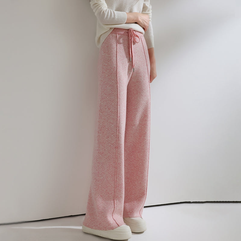Autumn Winter Women Pants Basic Soft Casual Sashes Trousers Merino Wool Knitwear Stylish Korean Popular Pants