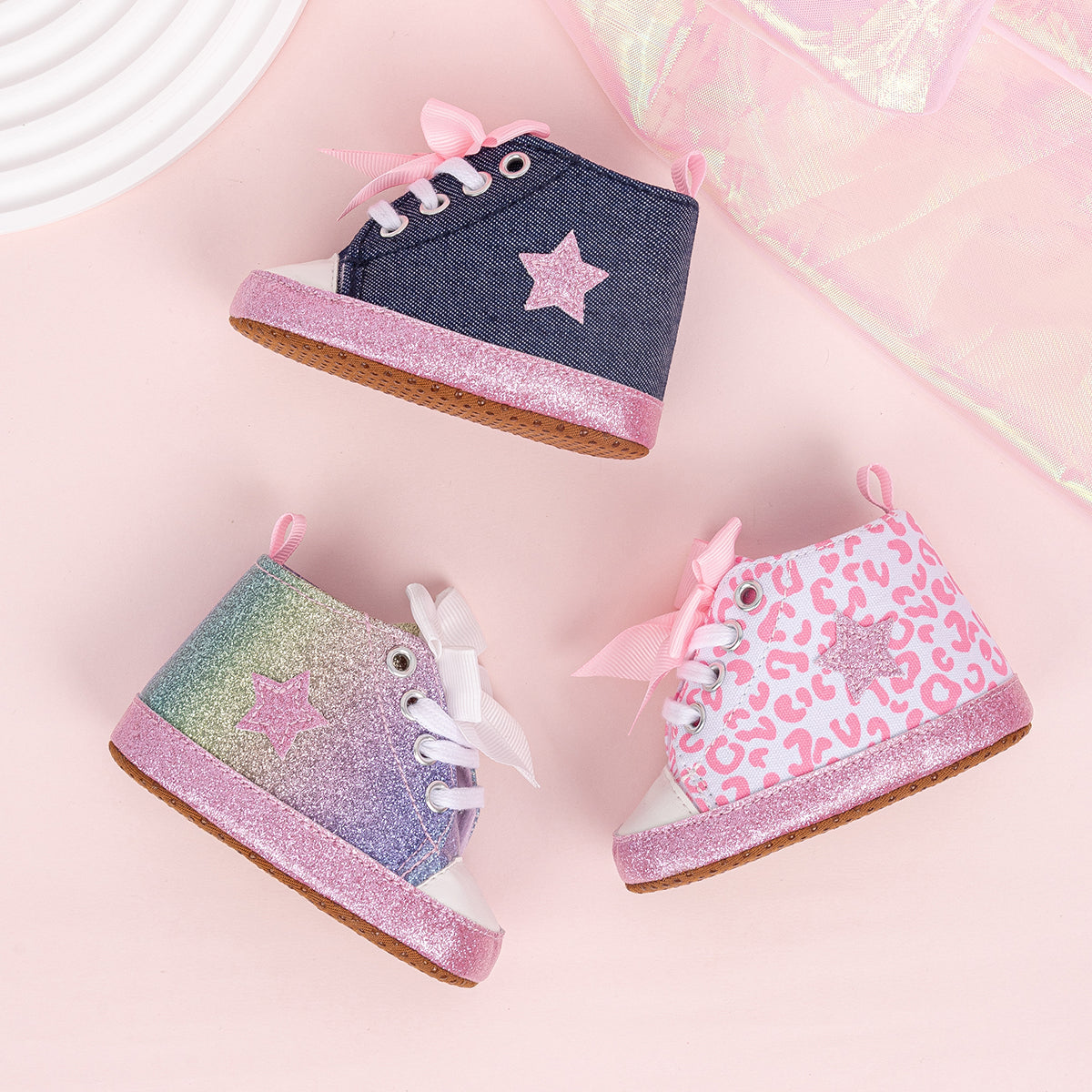 Infant Toddler First Walking Shoes Newborn Baby Boys Girls High Tops Star Sneakers With Soft AntiSl 2