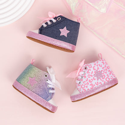 Infant Toddler First Walking Shoes Newborn Baby Boys Girls High Tops Star Sneakers With Soft AntiSl 2