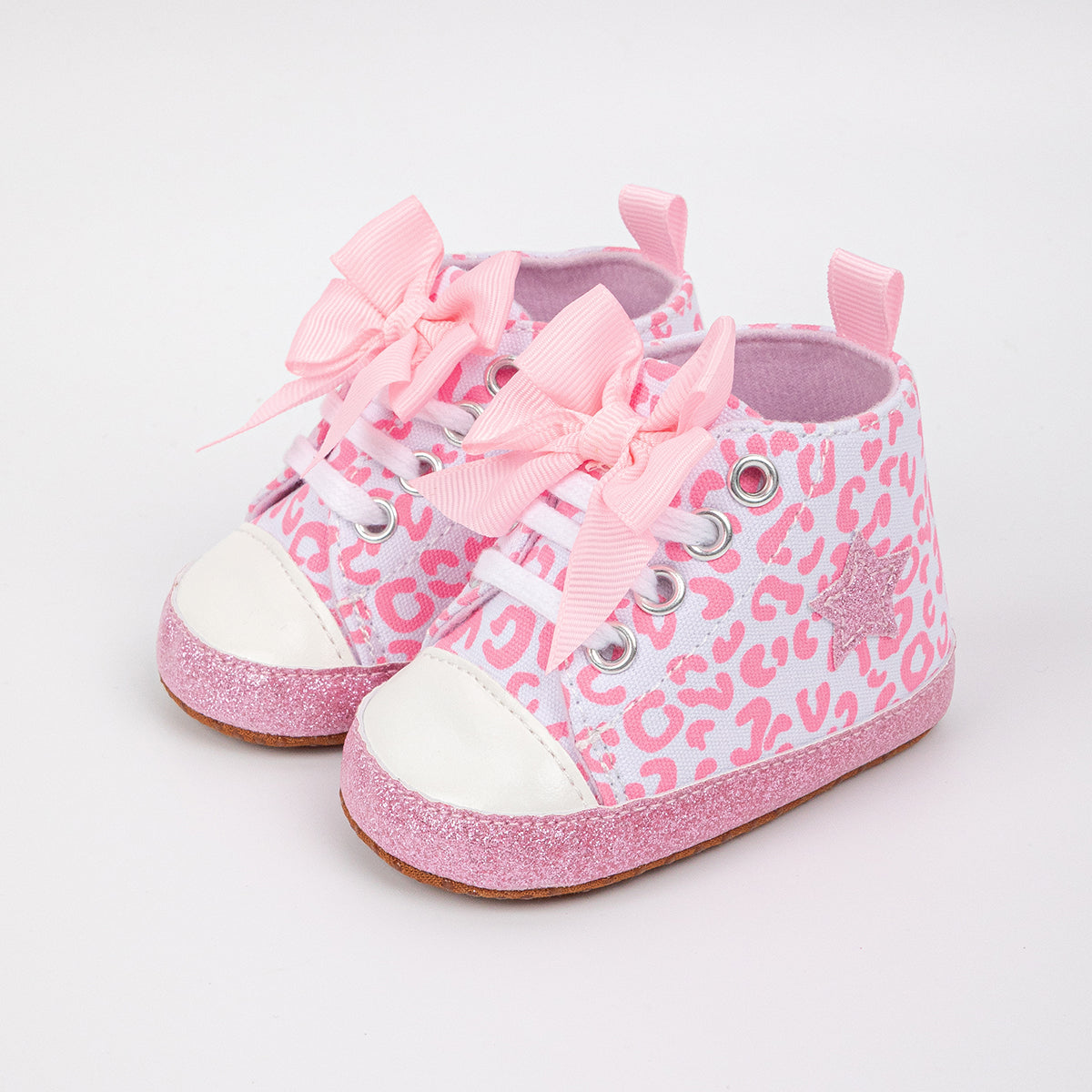Infant Toddler First Walking Shoes, Newborn Baby Boys Girls High Tops Star Sneakers with Soft Anti-Slip Sole Moccasins