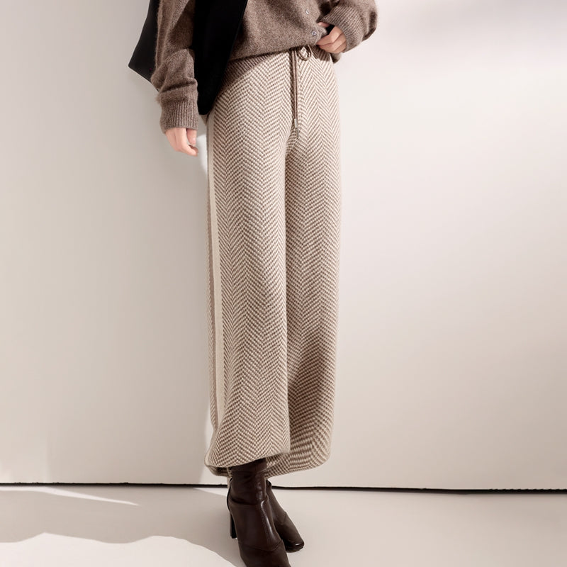 Wool Autumn Winter Women Pants Basic Soft Casual Sashes Trousers Korean Popular Pants Comfortable Chic