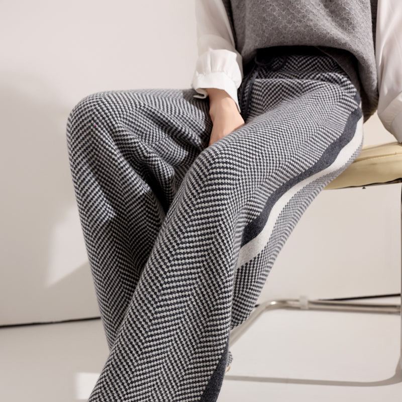 Wool Autumn Winter Women Pants Basic Soft Casual Sashes Trousers Korean Popular Pants Comfortable Chic