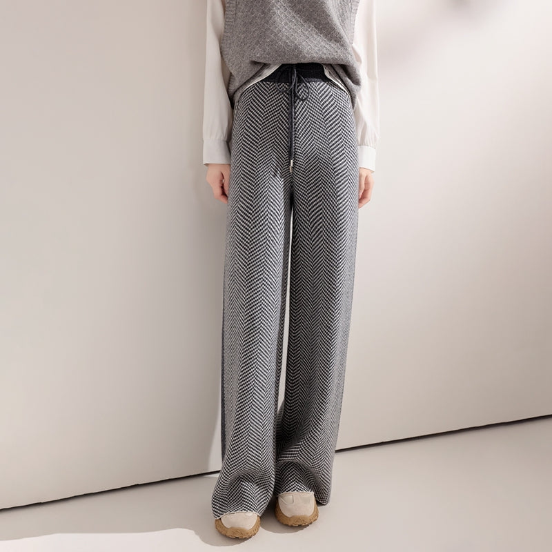 Wool Autumn Winter Women Pants Basic Soft Casual Sashes Trousers Korean Popular Pants Comfortable Chic