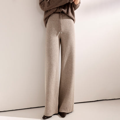 Wool Autumn Winter Women Pants Basic Soft Casual Sashes Trousers Korean Popular Pants Comfortable Chic
