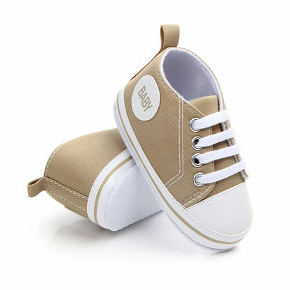 Soft Sole Baby Canvas Shoes Spring Autumn, Infant Toddler Crib Sneakers, Cute Newborn First Walkers for Early Steps