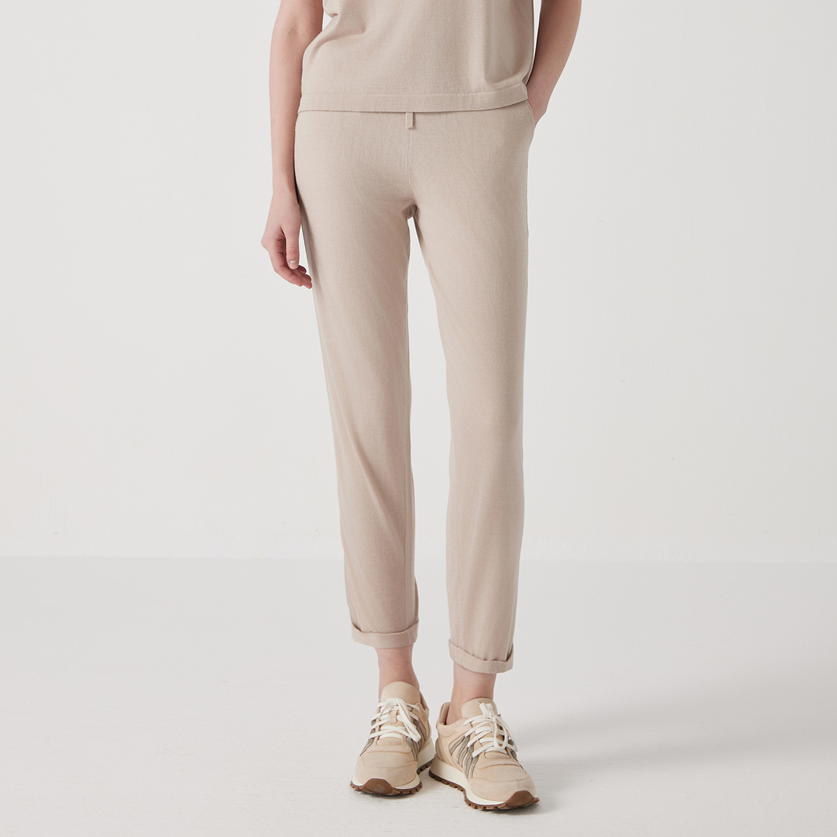 High Quality Silk Blend Merino Wool Long Trousers for Women Luxury 30% Silk 70% Wool Pants Soft Feel Premium Wear