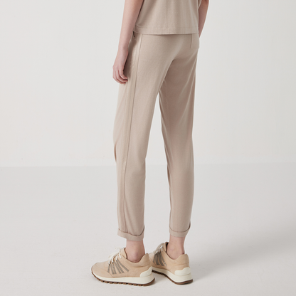High Quality Silk Blend Merino Wool Long Trousers For Women Luxury 30 Silk 70 Wool Pants Soft Feel  1