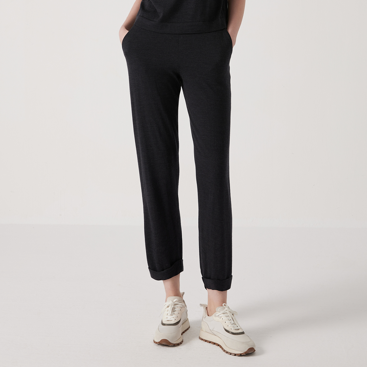 High Quality Silk Blend Merino Wool Long Trousers For Women Luxury 30 Silk 70 Wool Pants Soft Feel  3