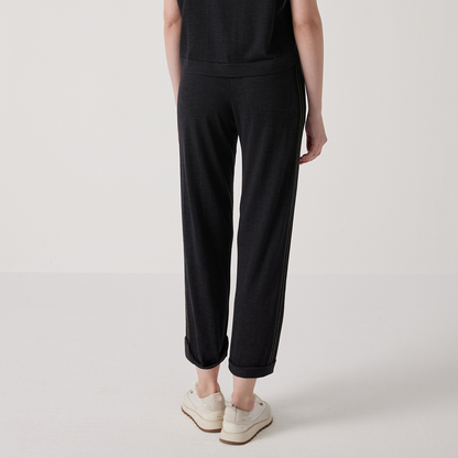 High Quality Silk Blend Merino Wool Long Trousers For Women Luxury 30 Silk 70 Wool Pants Soft Feel  4