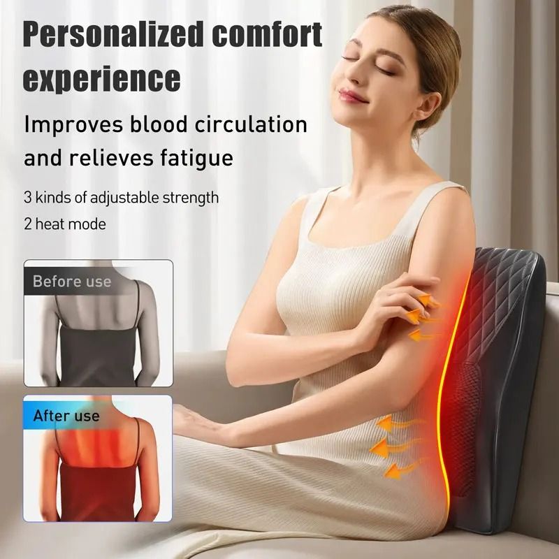 3Speed Vibration Heating Neck Pillow Massager For Shoulder Neck Back Relief 4
