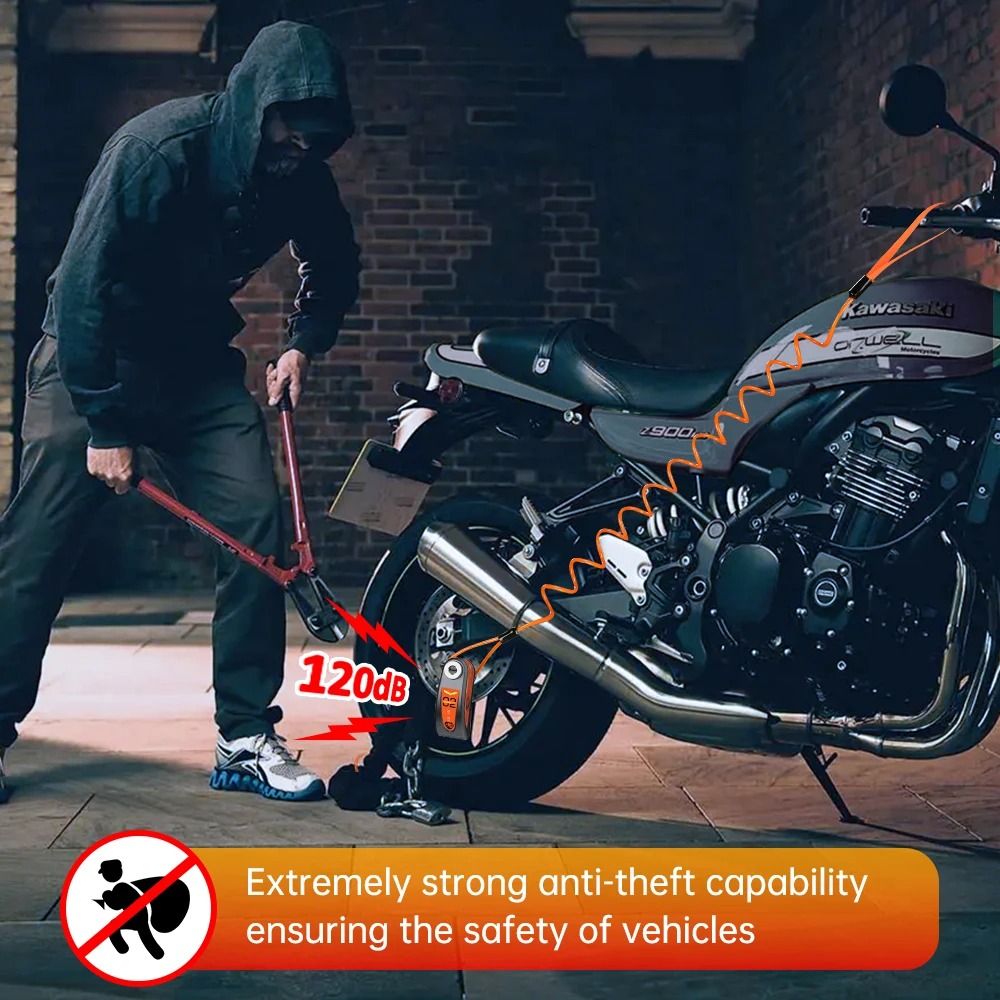 Alarm Disc Padlock Waterproof 120 DB Motorbike Wheel Lock 4