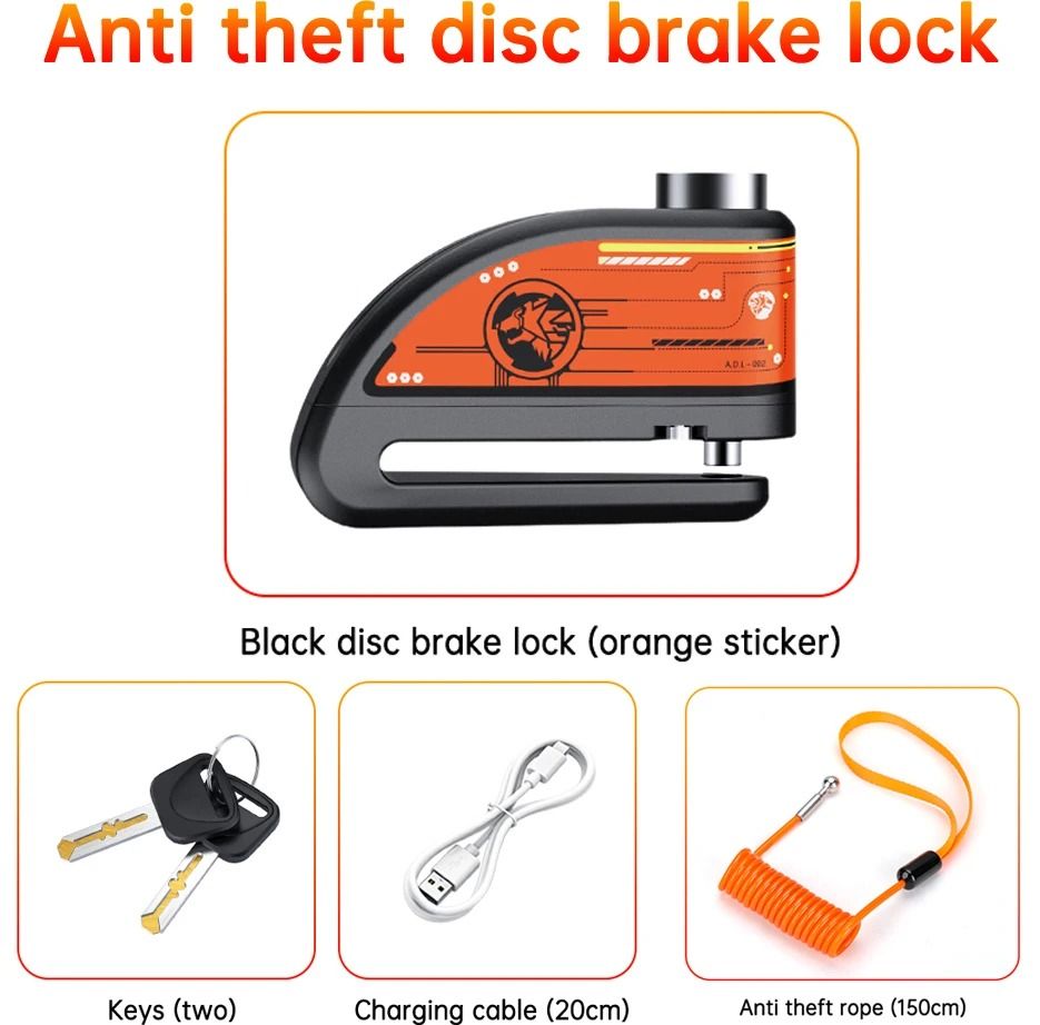 Alarm Disc Padlock Waterproof 120 DB Motorbike Wheel Lock 6