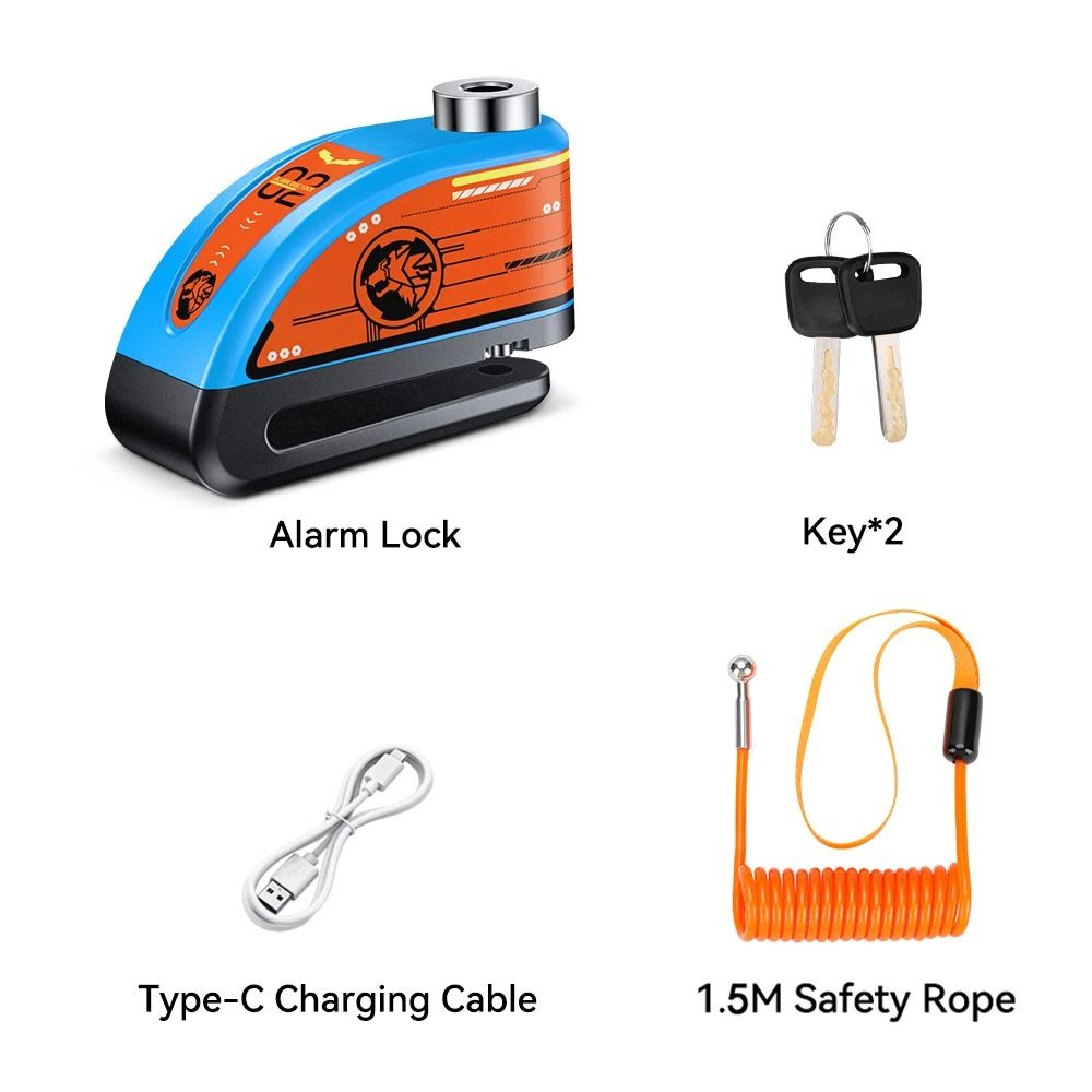 Alarm Disc Padlock Waterproof 120 DB Motorbike Wheel Lock 11