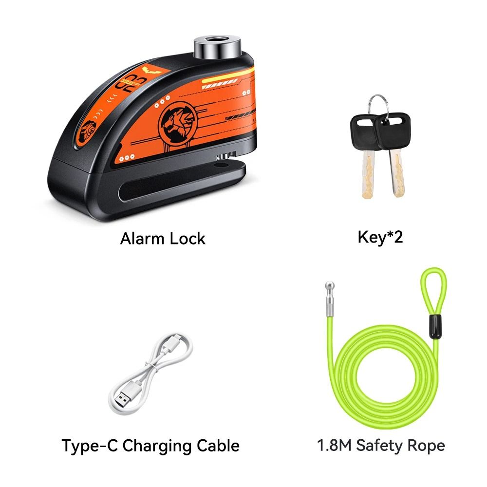 Alarm Disc Padlock Waterproof 120 DB Motorbike Wheel Lock 15