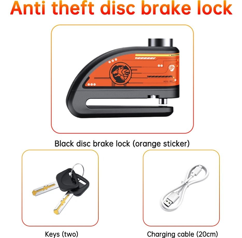 Alarm Disc Padlock Waterproof 120 DB Motorbike Wheel Lock 7