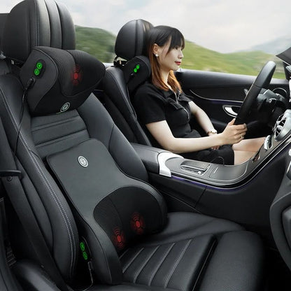 Car Massage Pillow with Heat and Vibration Neck and Lumbar Support