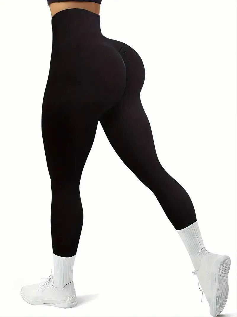 Solid Color Seamless High Waist Yoga Leggings Women Workout Pants 6
