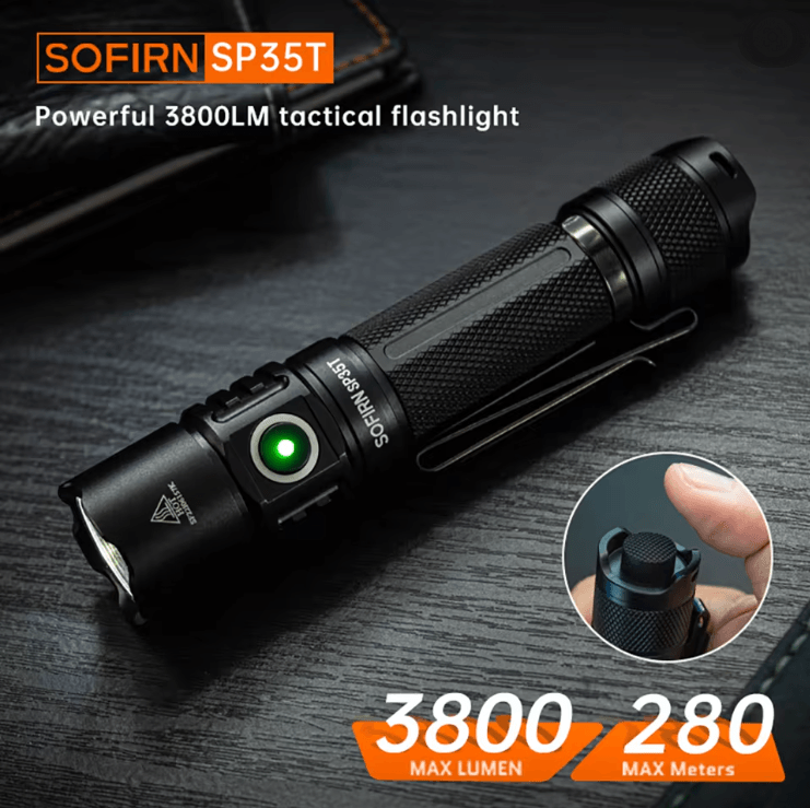 Sofirn SP35T Tactical Flashlight 3800 Lumen USB C Rechargeable Torch