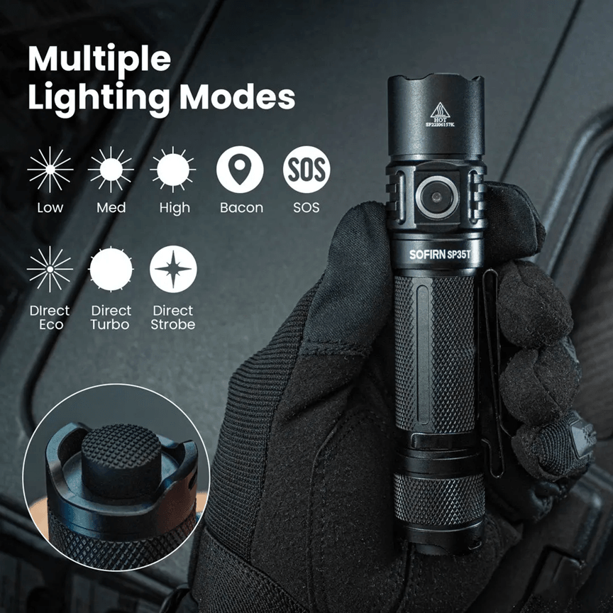 Sofirn SP35T Tactical Flashlight 3800 Lumen USB C Rechargeable Torch 0