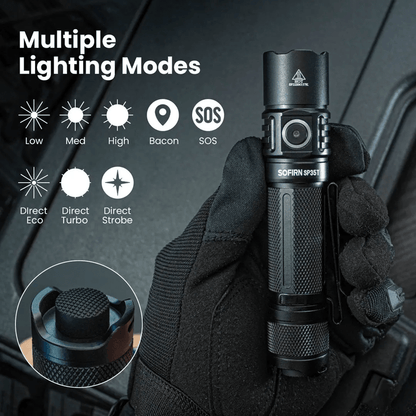 Sofirn SP35T Tactical Flashlight 3800 Lumen USB C Rechargeable Torch 0