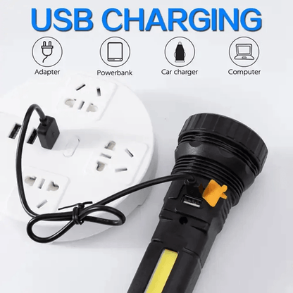 Multi Function Solar LED Flashlight With Power Bank And Emergency Torch 2