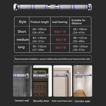 Heavy Duty Telescopic PullUp Bar Adjustable Non Slip Chin Up Bar For Home Gym 4