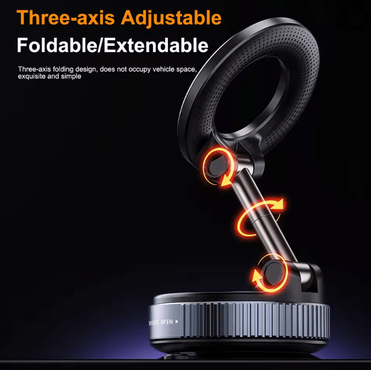 Electric Vacuum Magnetic Car Phone Holder With Foldable Stand 1