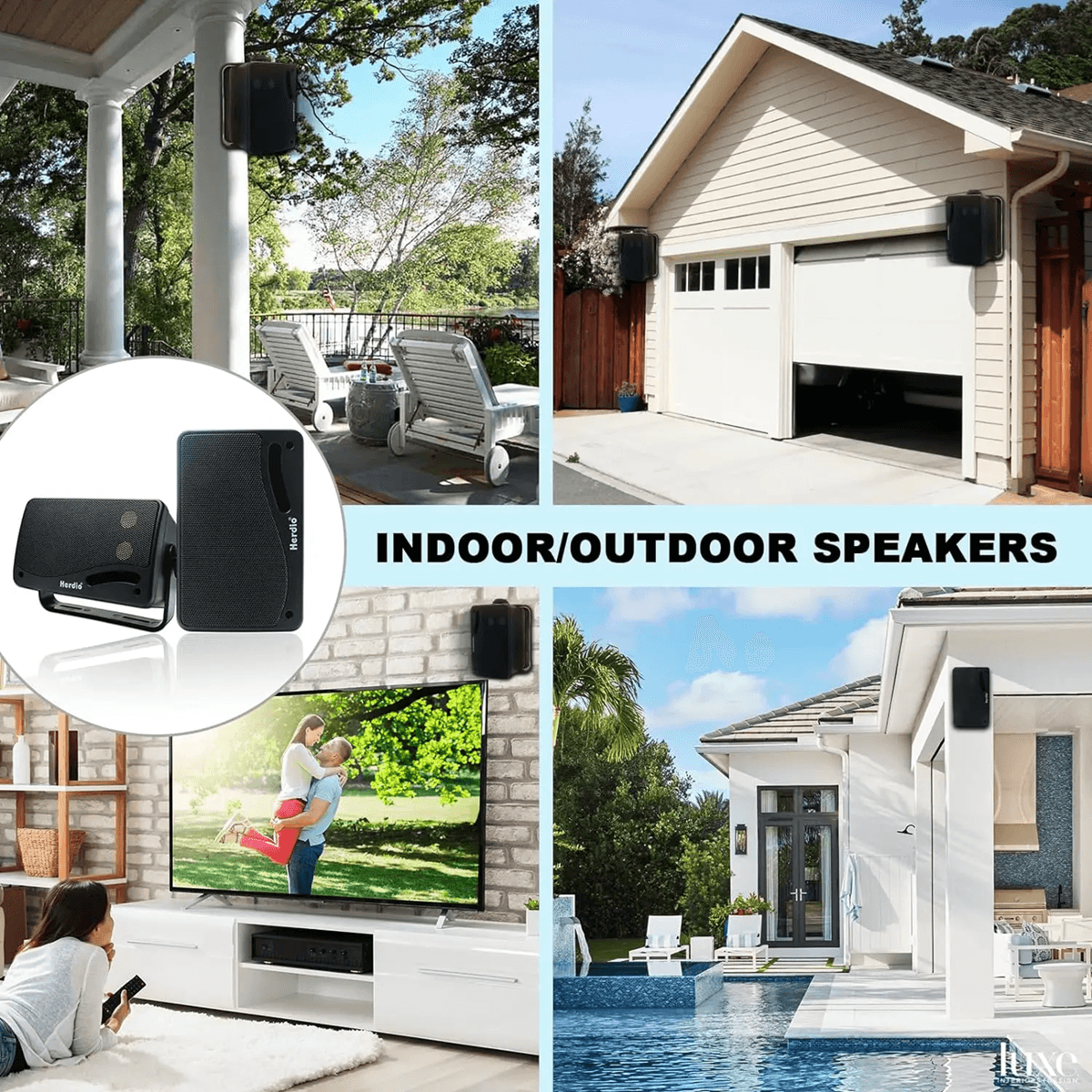 Herdio 35 Inch Passive Outdoor Waterproof Wall Mount Speakers 200W 1