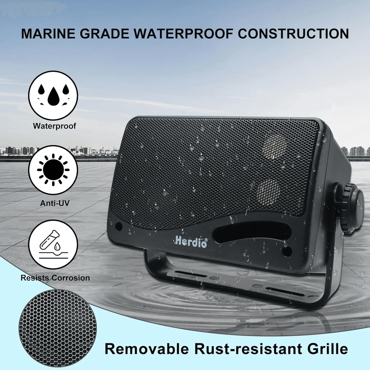 Herdio 35 Inch Passive Outdoor Waterproof Wall Mount Speakers 200W 2