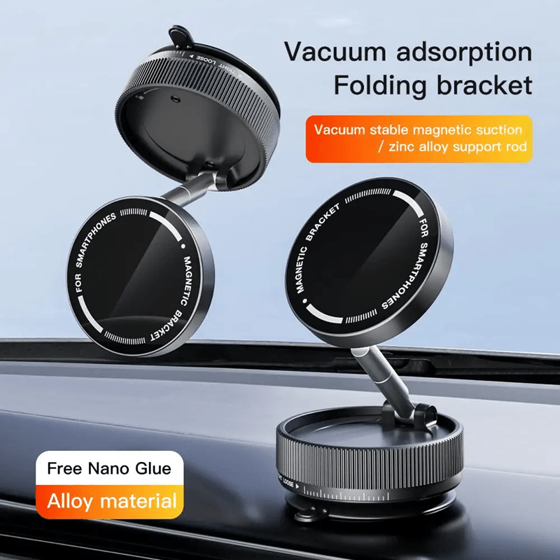 Vacuum Suction Magnetic Phone Holder with 360 Rotation and Foldable Design