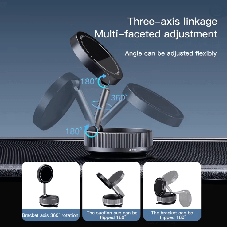 Vacuum Suction Magnetic Phone Holder With 360 Rotation And Foldable Design 2