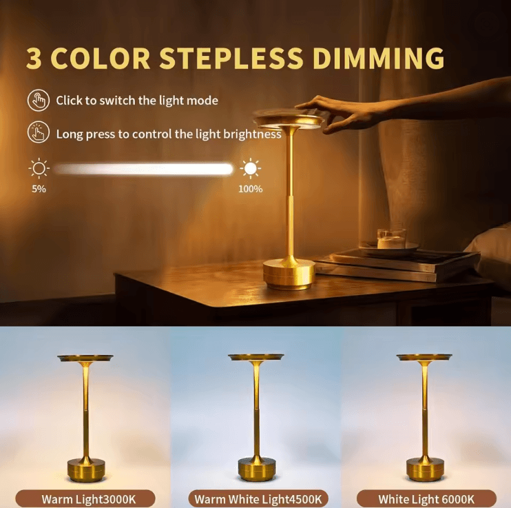 Wireless LED Desk Lamp With Touch Dimming And Rechargeable Design 1