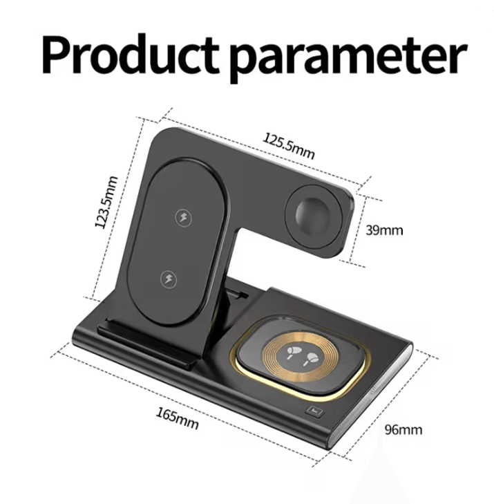3 In 1 Wireless Charger Station With Foldable LED Phone Stand For Samsung 1