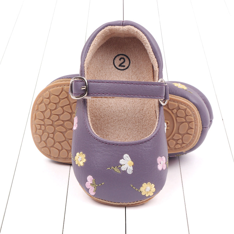 Cute Embroidery Flower Baby Summer Sandal Mary Jane Style, Comfortable Toddler Girl Sandals for Everyday Wear
